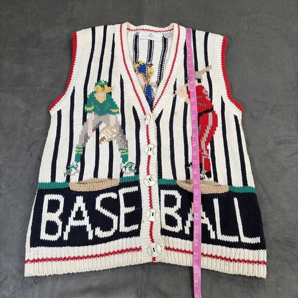Vintage Design Options Baseball Themed Sweater Vest Medium Grannycore Charity - Picture 10 of 16